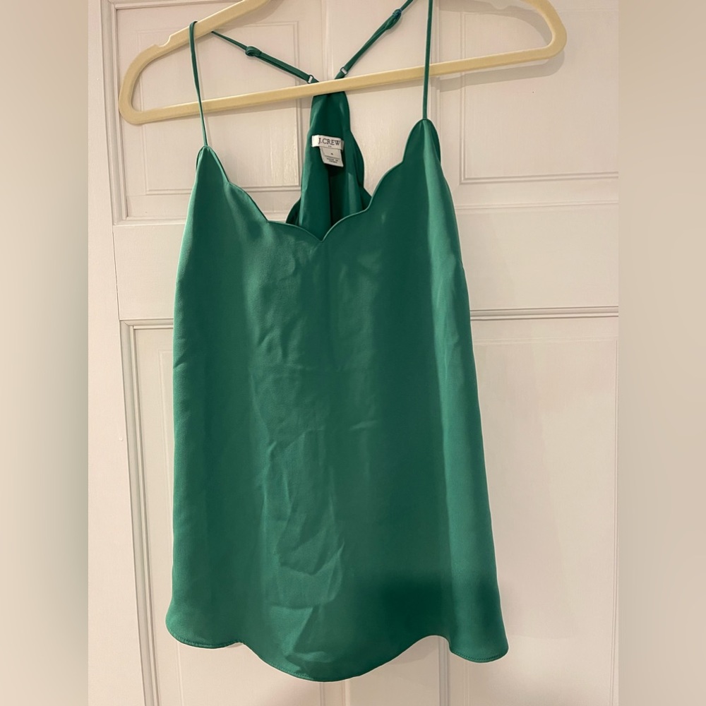 J Crew Scalloped Green Tank